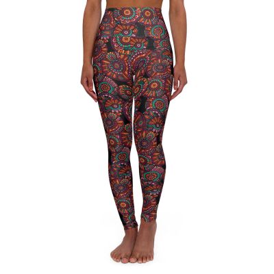 Womens Retro Floral Leggings High Waisted Yoga Leggings 70s style Leggings